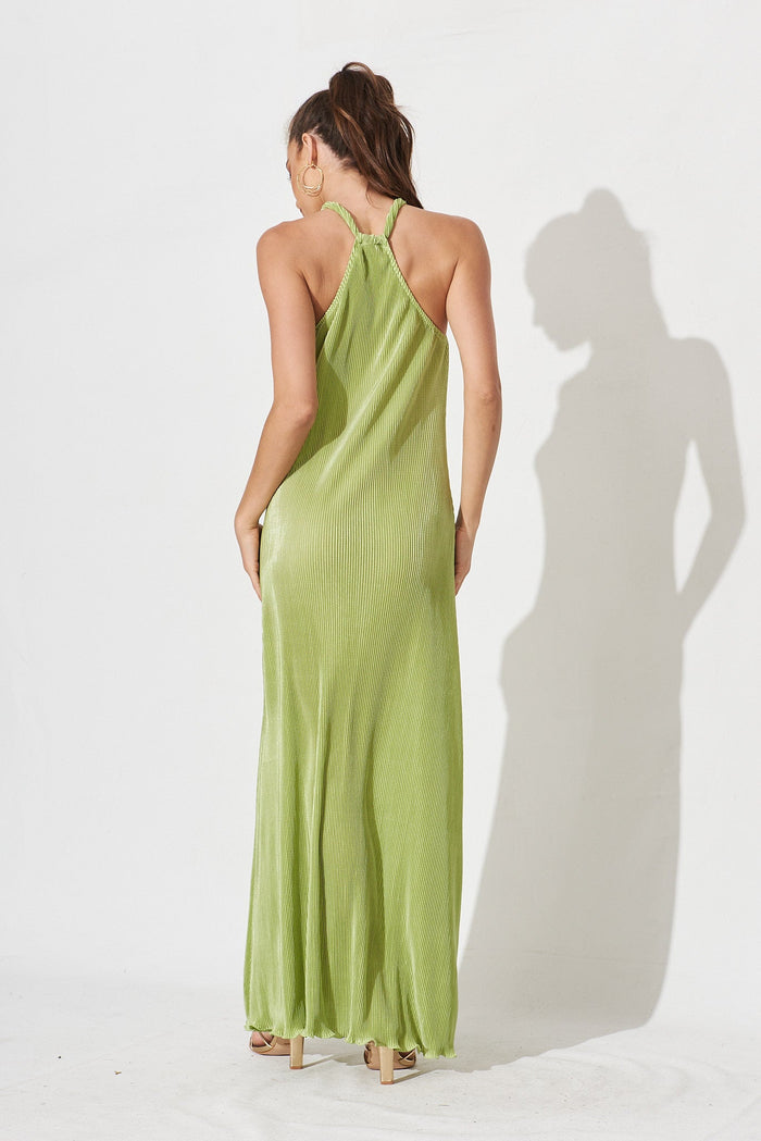 Krizzel Maxi Dress In Green Plisse - back