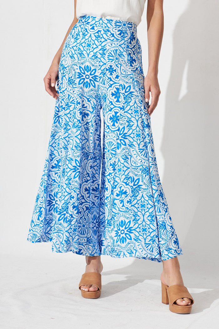 Sugary Pants In Blue Tile Print - front