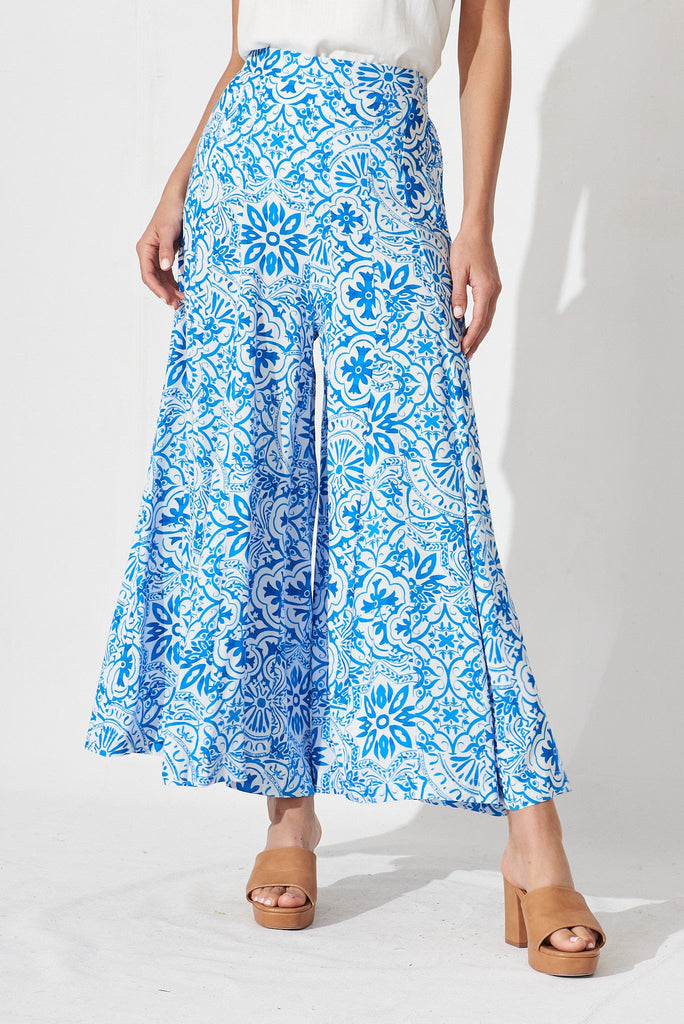 Sugary Pants In Blue Tile Print - front
