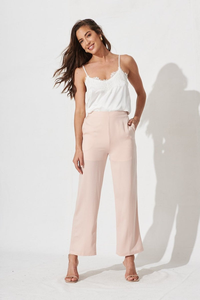 Charlene Wide Leg Pants In Blush Satin - St Frock (Dev)