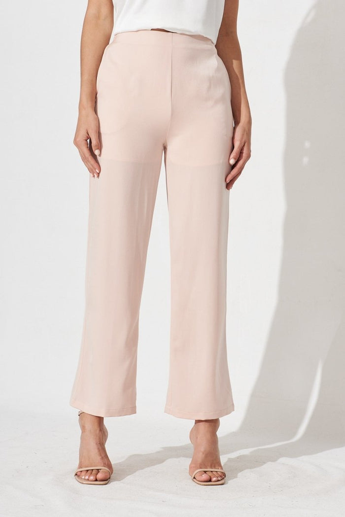 Charlene Wide Leg Pants In Blush Satin - St Frock (Dev)