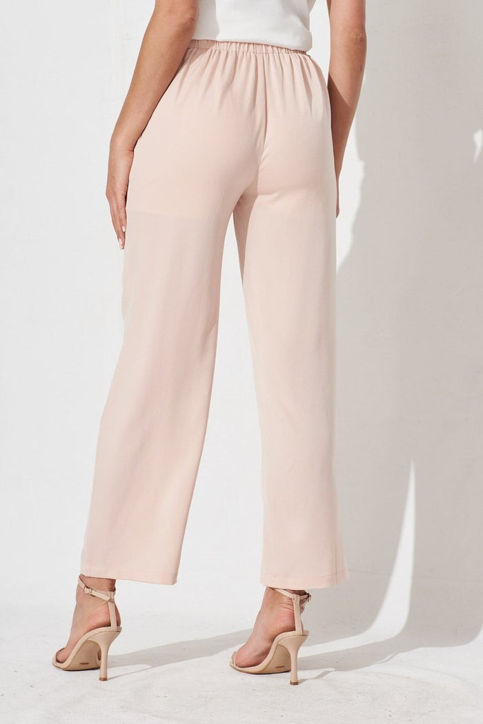 Charlene Wide Leg Pants In Blush Satin - St Frock (Dev)