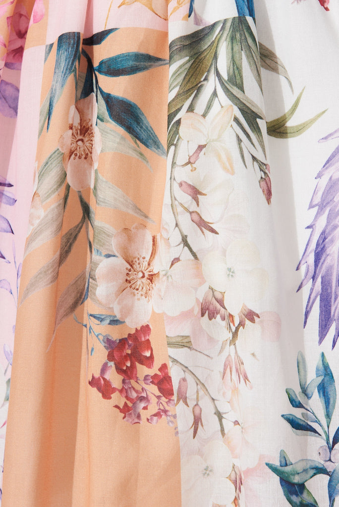 Lynette Midi Dress In Rust Patch Floral - fabric