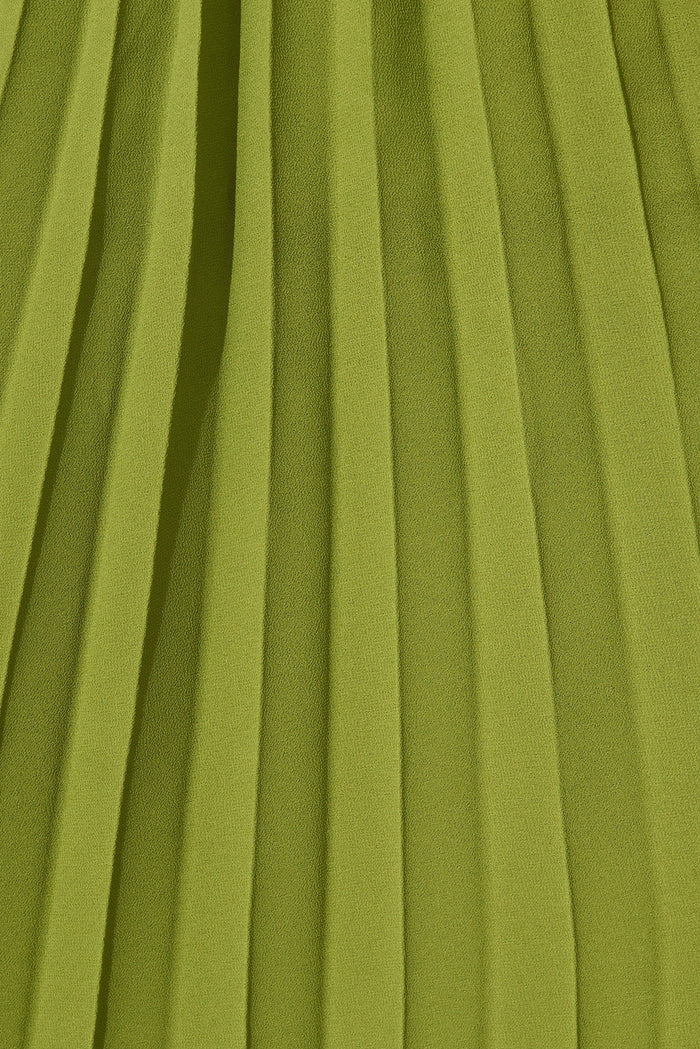 Keshi Pleated Midi Shirt Dress In Green - fabric