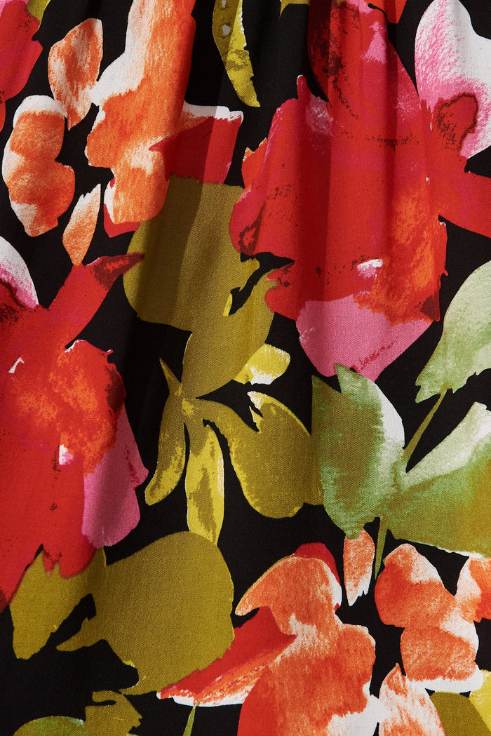 Ezekiel Blouse In Black With Multi Floral - fabric