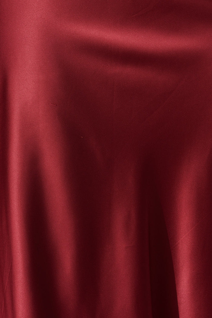 Paris Midi Dress In Wine Satin - fabric