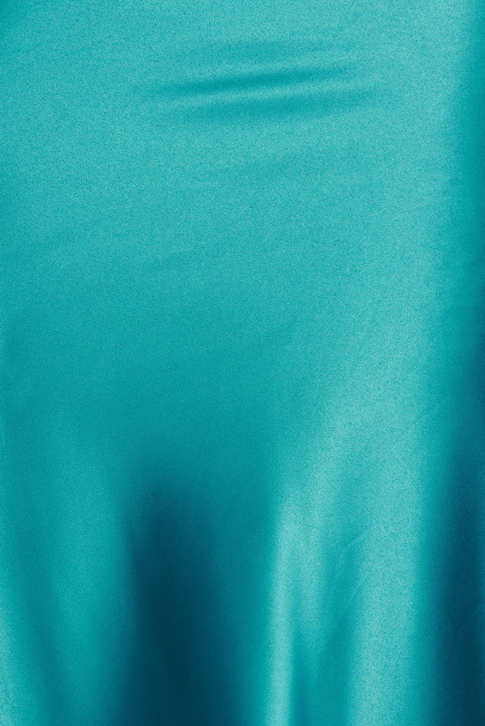 Paris Midi Dress In Teal Satin - fabric