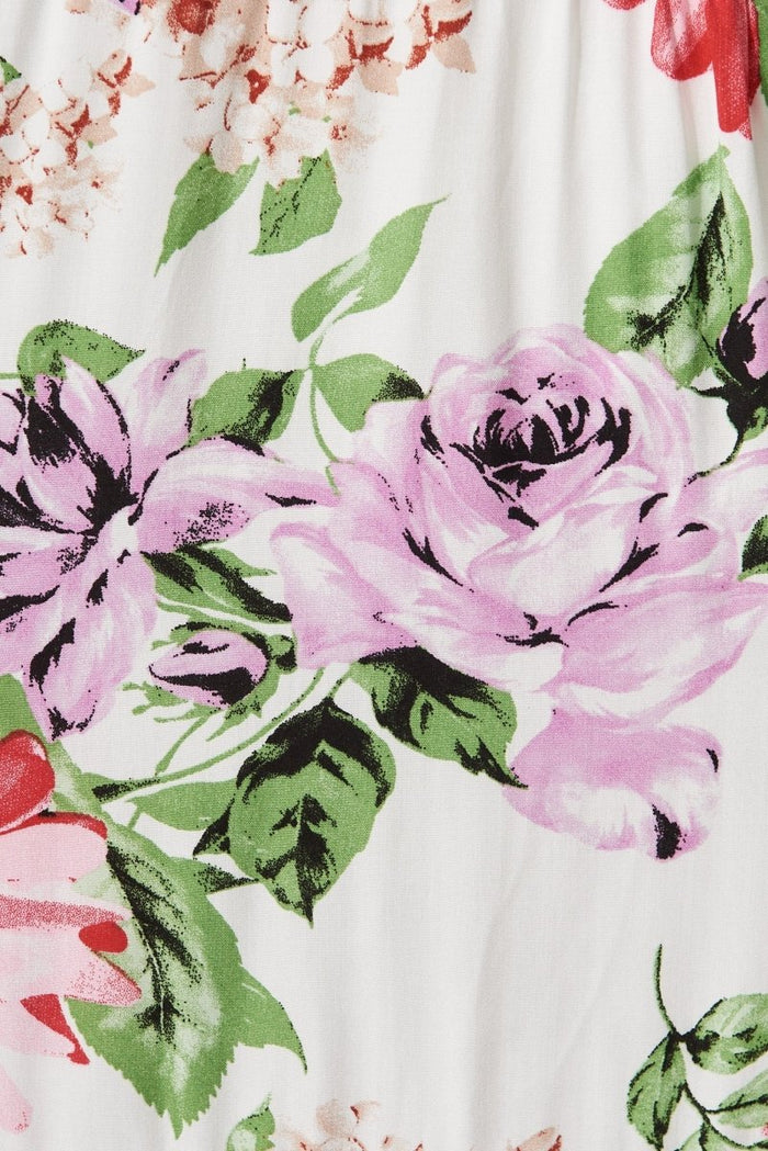 Casia Maxi Dress In White With Multi Floral - St Frock (Dev)