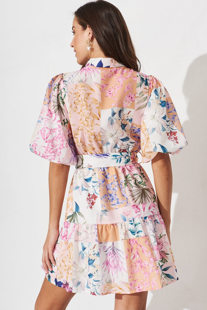 Courtney Shirt Dress In Rust Patch Floral - back