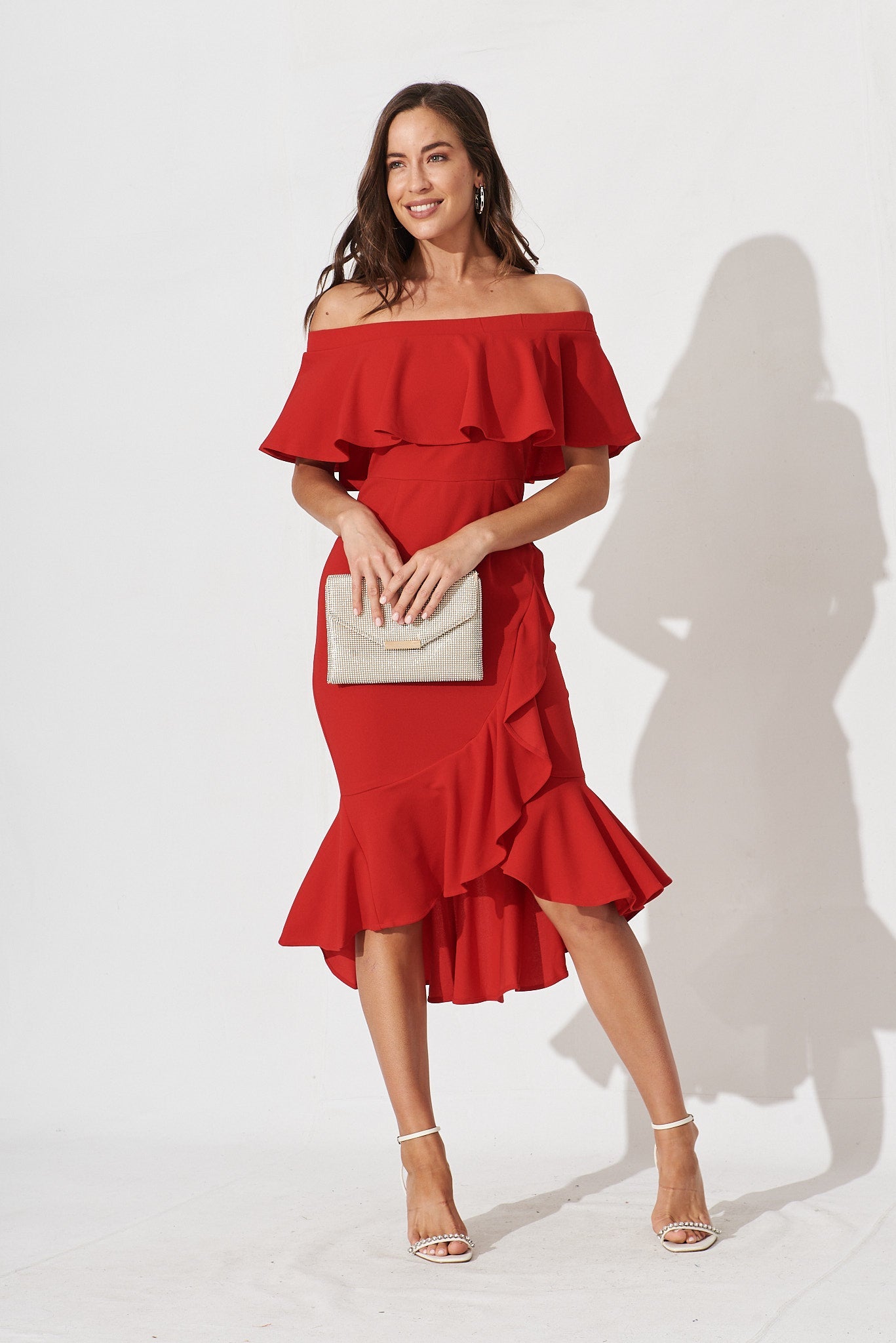 Flava Midi Dress In Red - full length