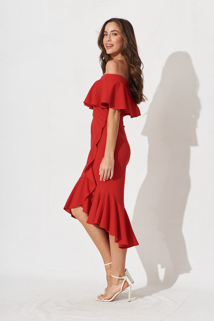Flava Midi Dress In Red - side