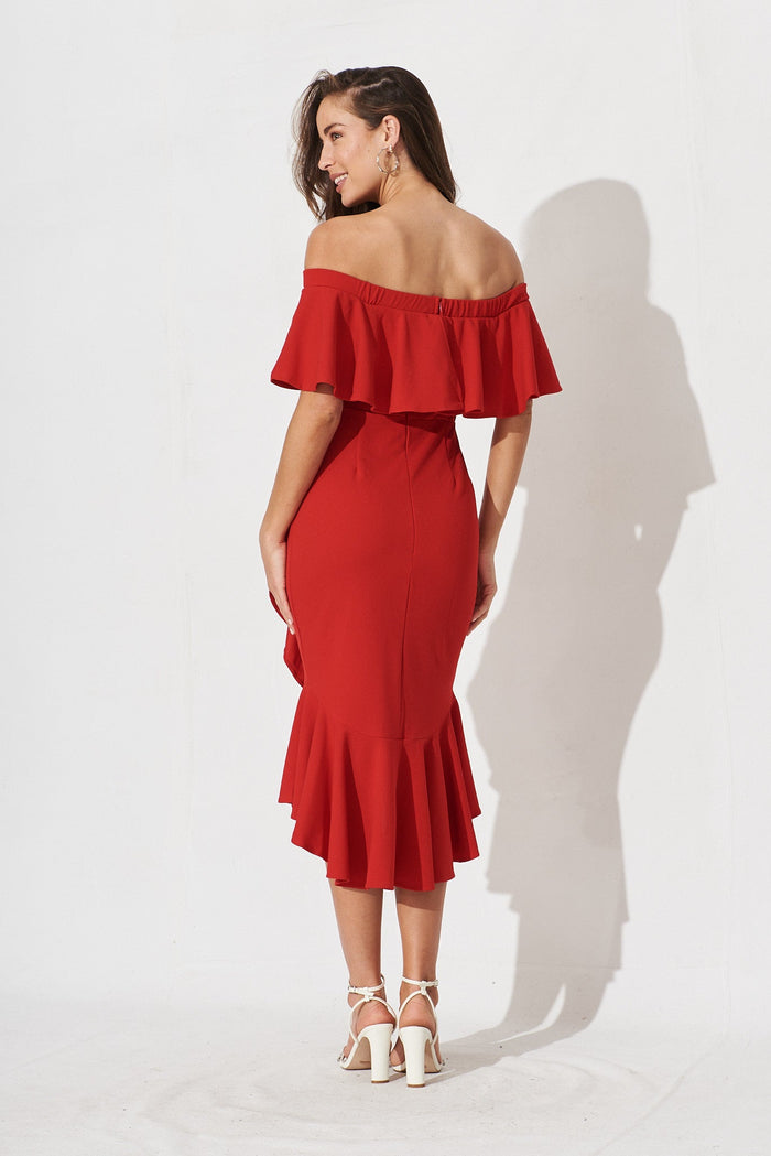 Flava Midi Dress In Red - back