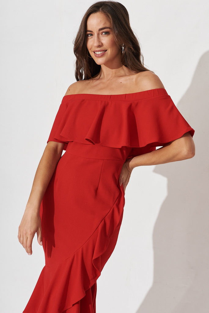 Flava Midi Dress In Red - front