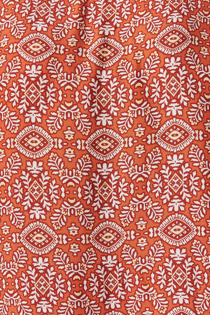 Jocelyn Dress In Rust Boho Print - fabric