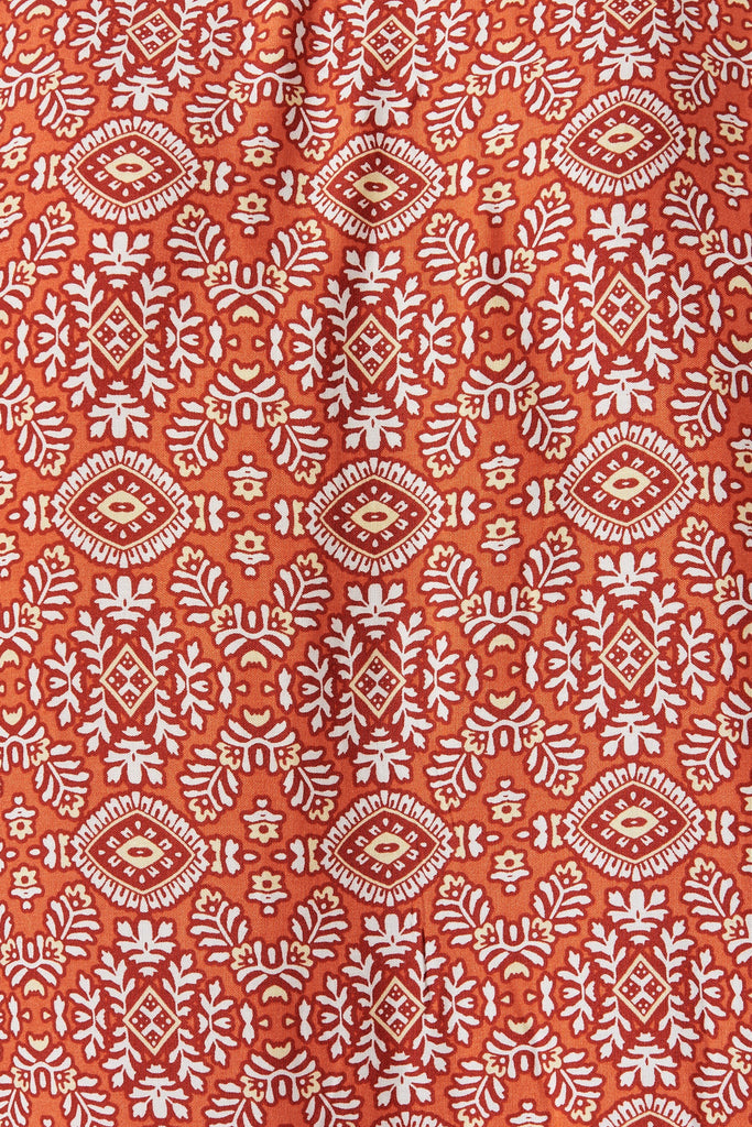 Jocelyn Dress In Rust Boho Print - fabric
