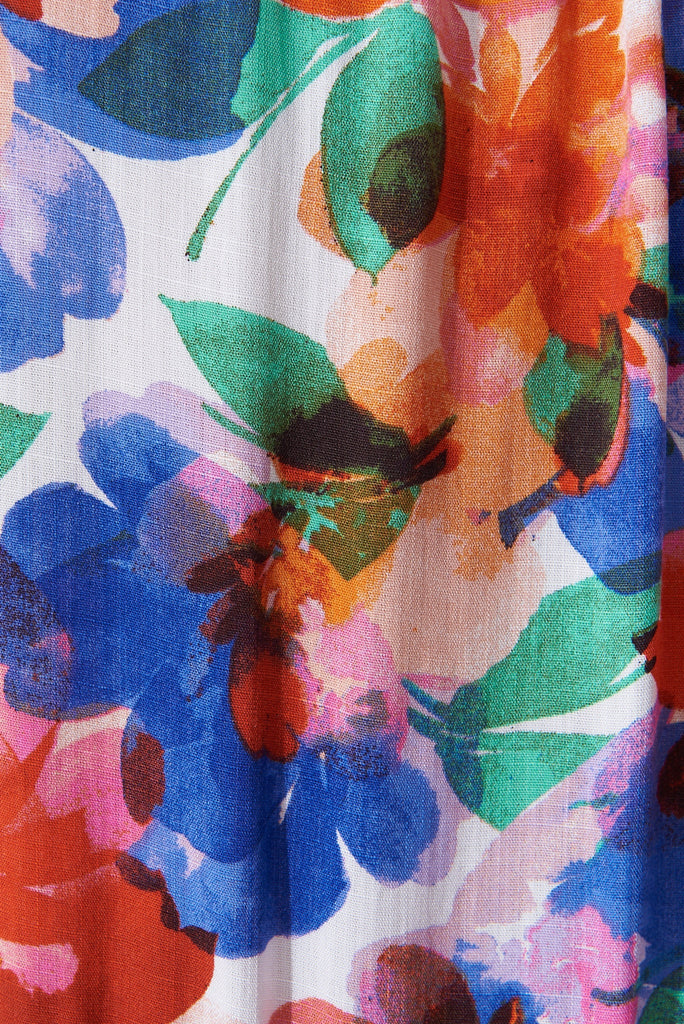 Tiarne Dress In White With Multi Floral - fabric