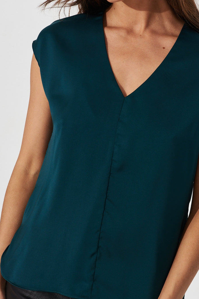Indiana Top In Emerald Satin - detail