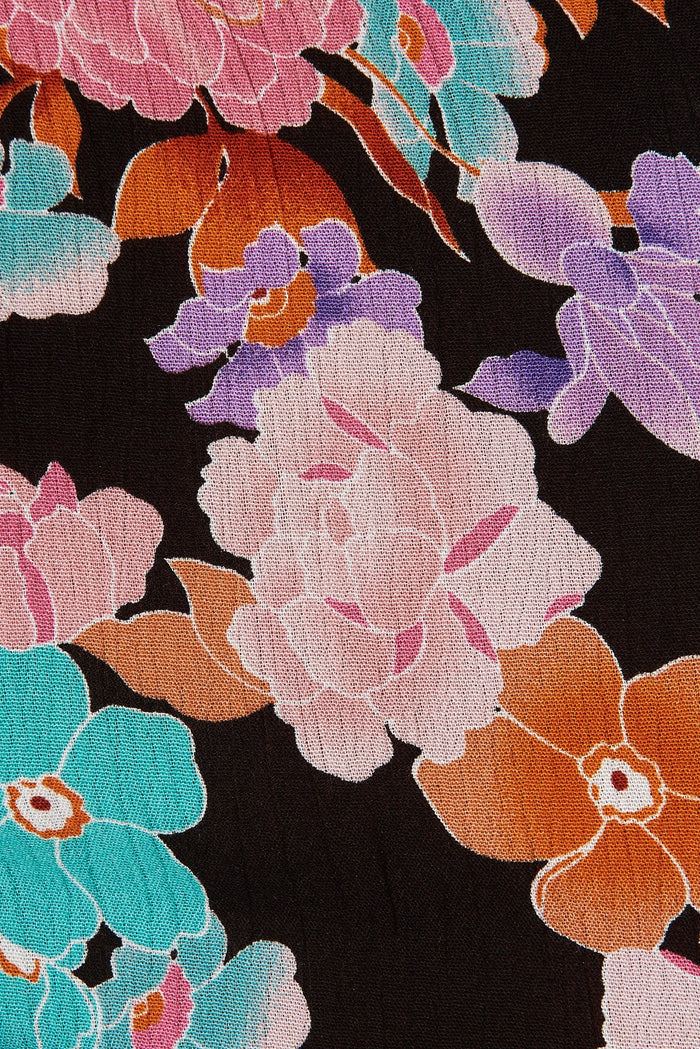 Trista Dress In Black With Bright Floral - fabric