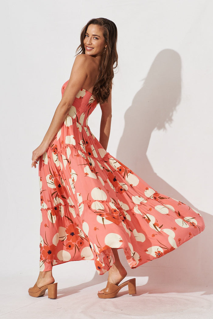 Desert Dream Maxi Coral With Cream Print - side