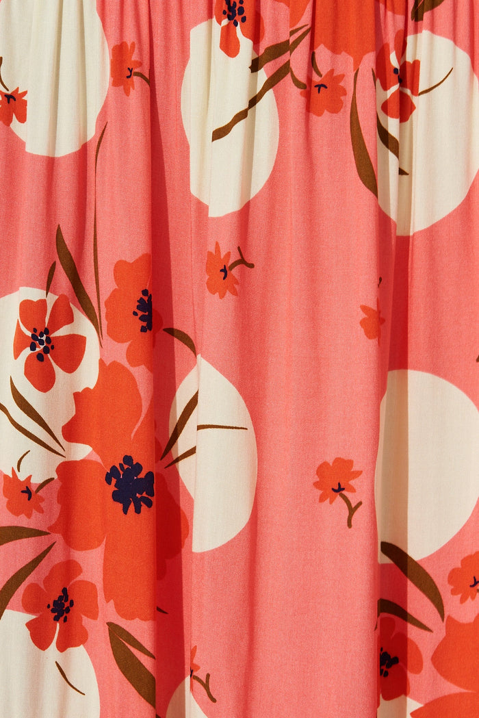 Desert Dream Maxi Coral With Cream Print - fabric