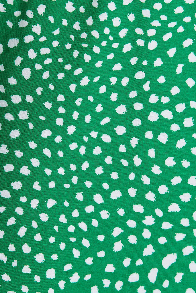 Tracey Maxi Skirt In Green With White Speckle - fabric