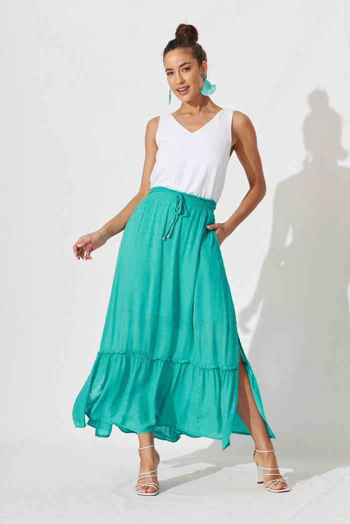 Beatrix Skirt In Aqua Swiss Dot - St Frock (Dev)