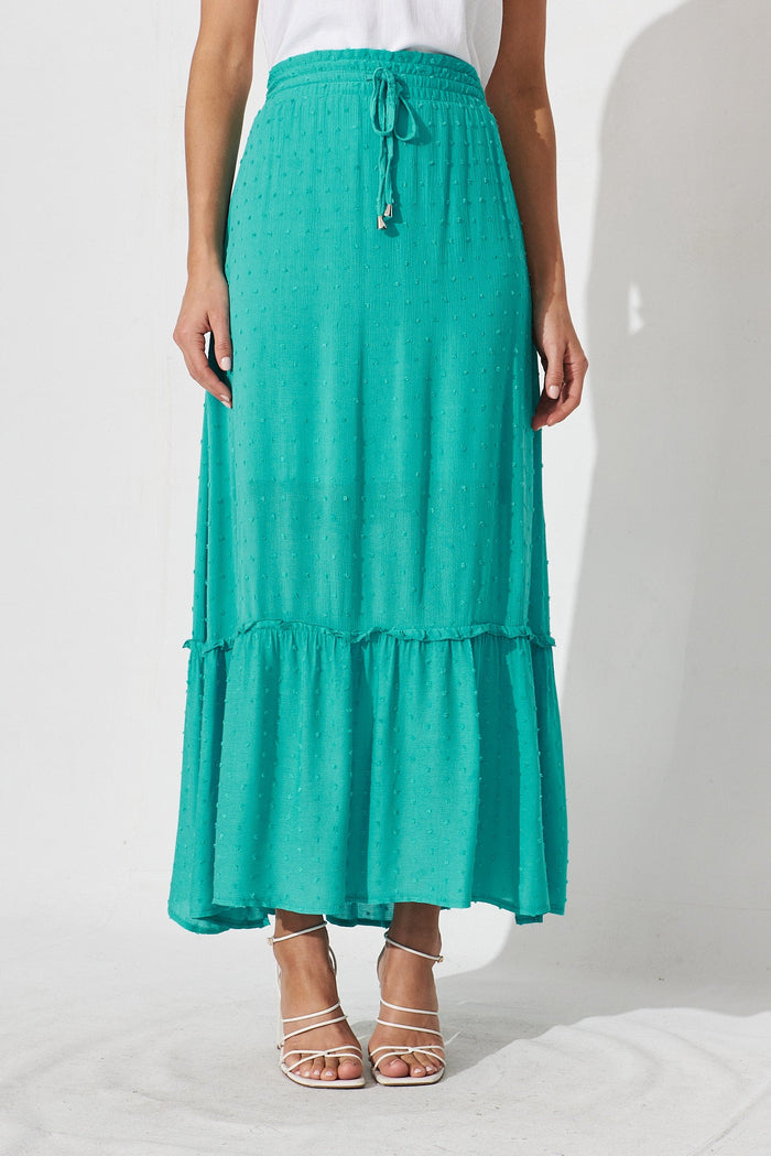 Beatrix Skirt In Aqua Swiss Dot - St Frock (Dev)