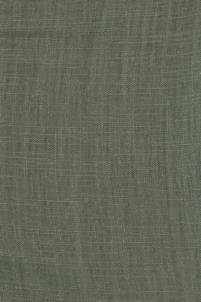 Unhooked Shorts In Khaki Linen Blend - fabric