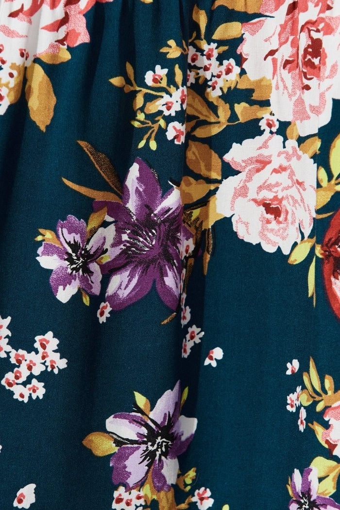 Cady Maxi Dress In Teal With Pink Floral - St Frock (Dev)
