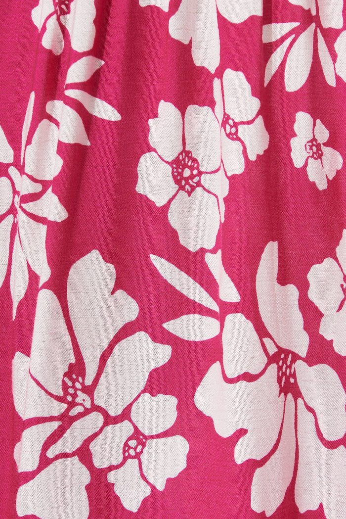 Hera Maxi Dress In Magenta With White Floral - fabric