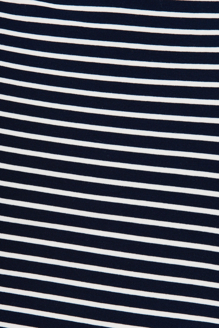 Compton Midi Dress In Navy With White Stripe - fabric