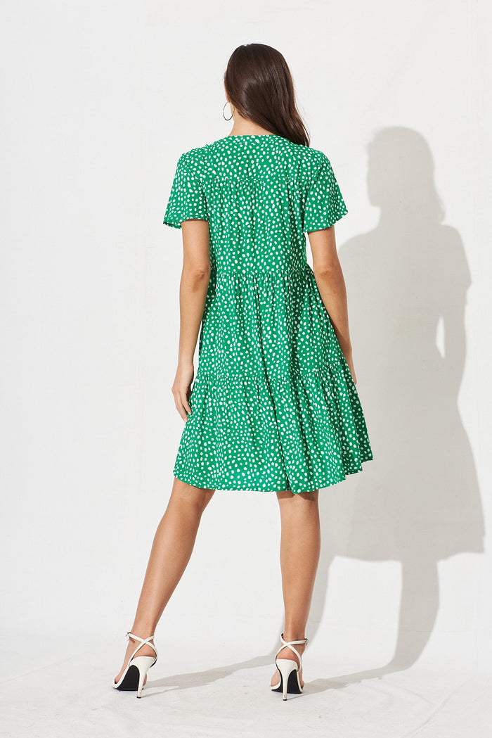 Shelby Shirt Dress In Green With White Speckle - back