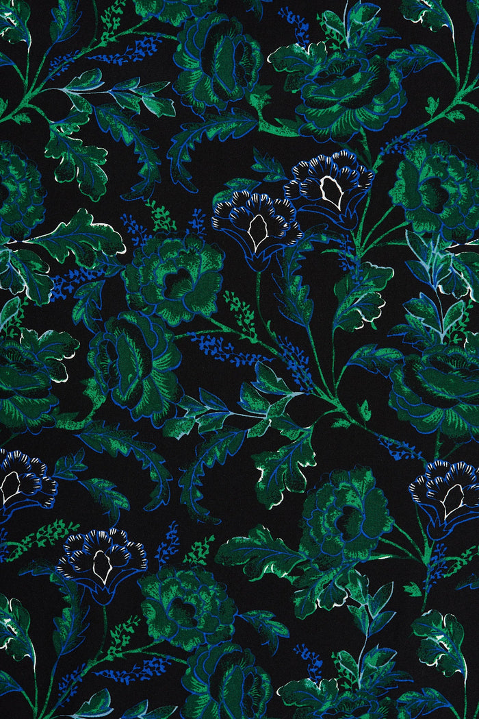 Ingra Maxi Dress In Emerald With Green And Blue Floral - fabric