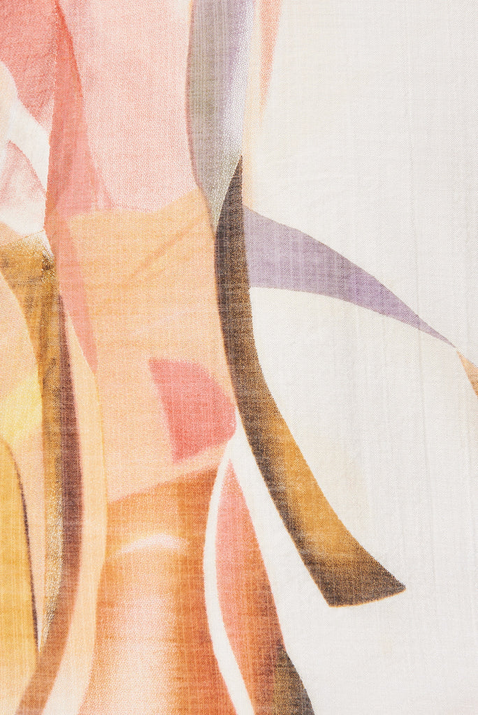 Momentous Dress In White With Multi Orange Floral - fabric