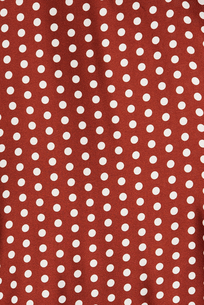 Nadia Midi Dress In Rust Spot Satin - fabric