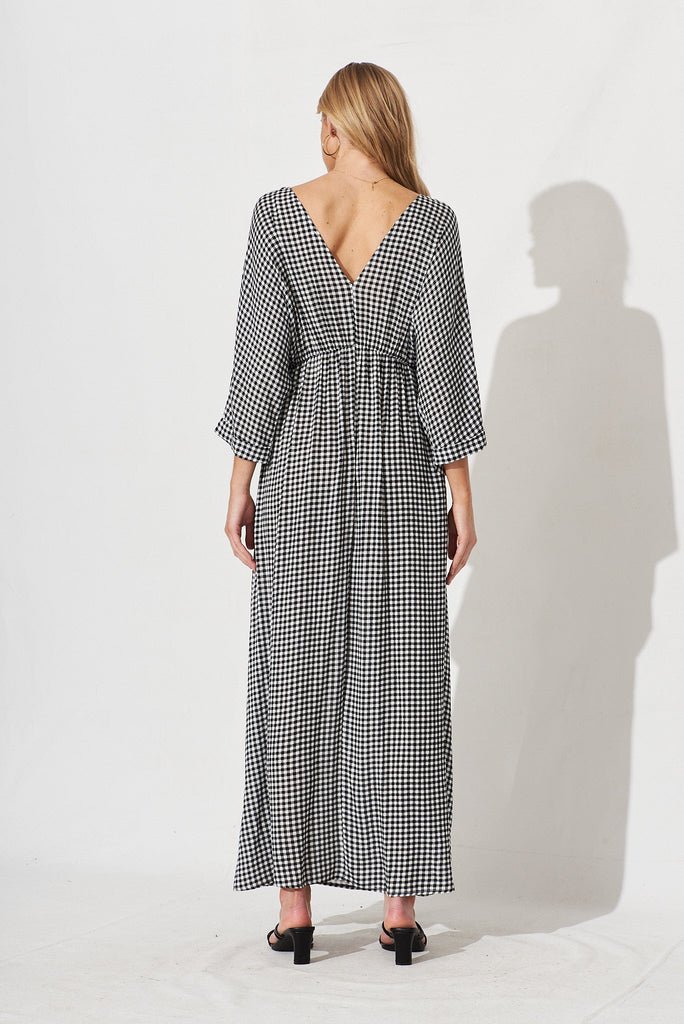 Kristyn Kimono Maxi Dress In Gingham - back