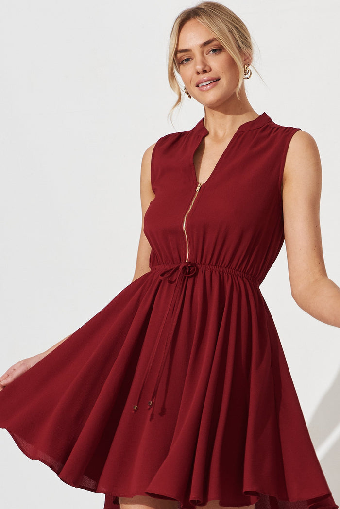 Danica Dress In Wine Crepe - front