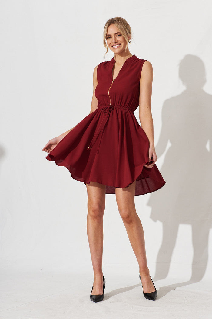 Danica Dress In Wine Crepe - full length