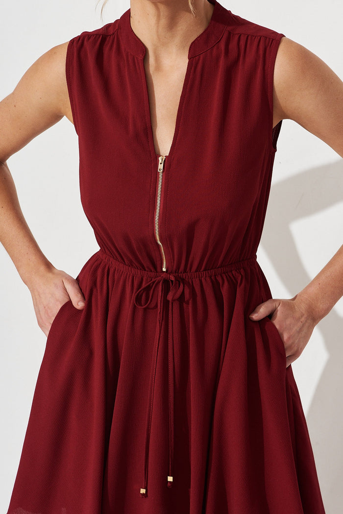 Danica Dress In Wine Crepe - detail