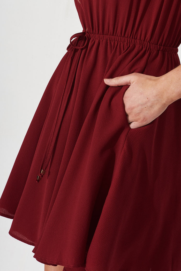 Danica Dress In Wine Crepe - detail