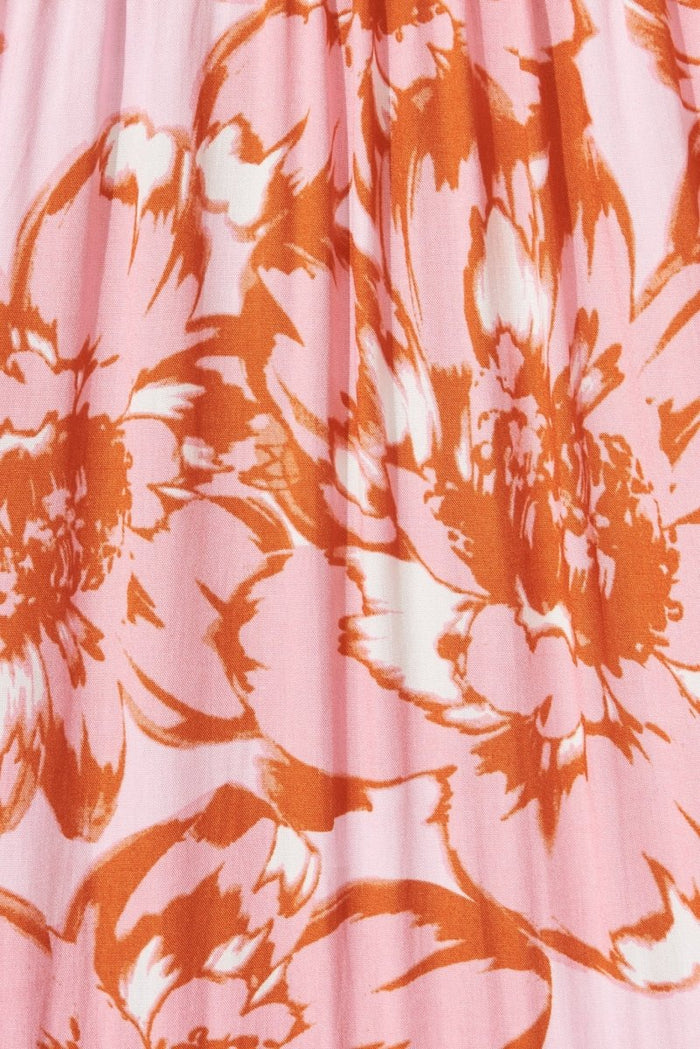 Casia Maxi Dress In Pink With Red Floral - St Frock (Dev)