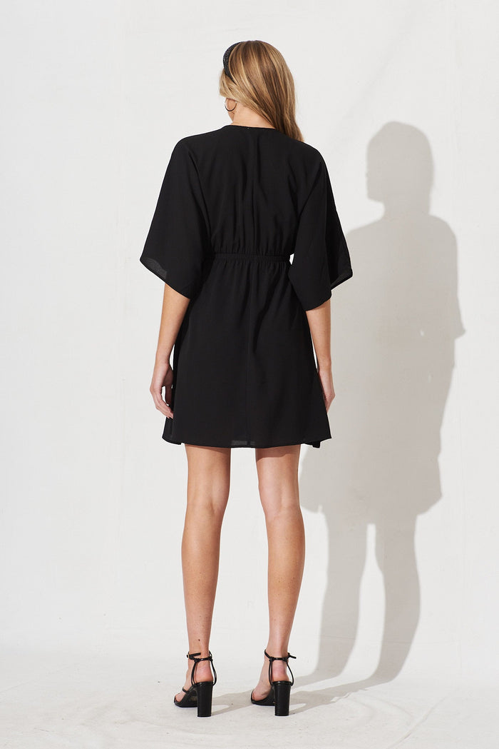 Ava Dress In Black Crepe - back