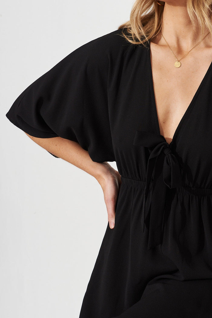 Ava Dress In Black Crepe - detail