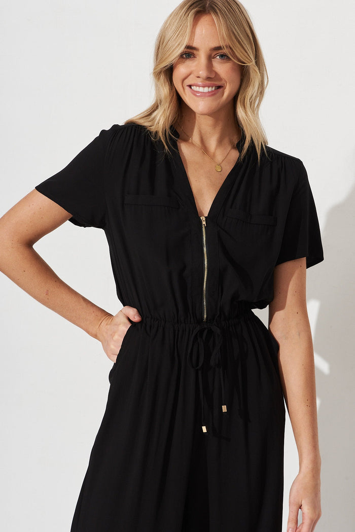 Valentina Jumpsuit In Black - front