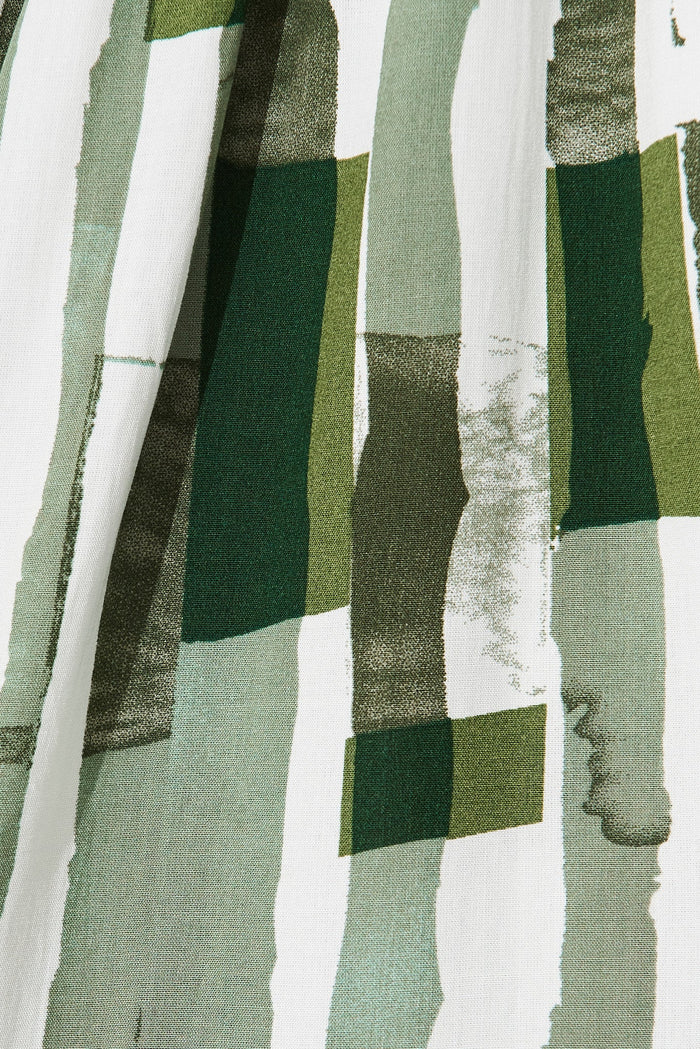 Rasta Smock Dress In Green With White Print - fabric