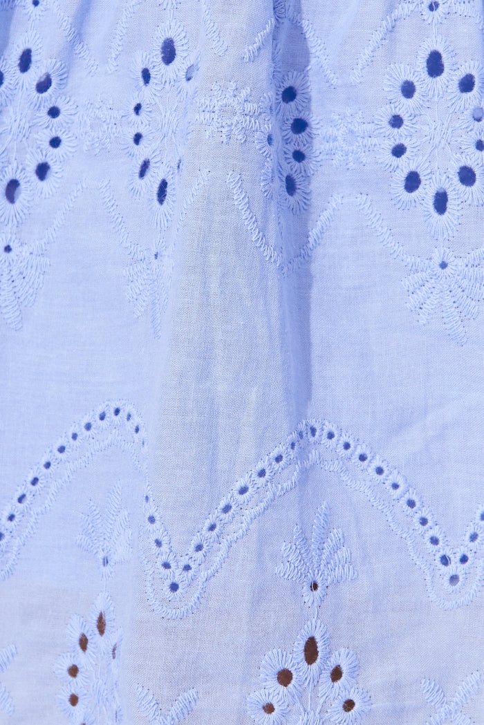 Vista Dress In Blue Broderie Cotton - fabric