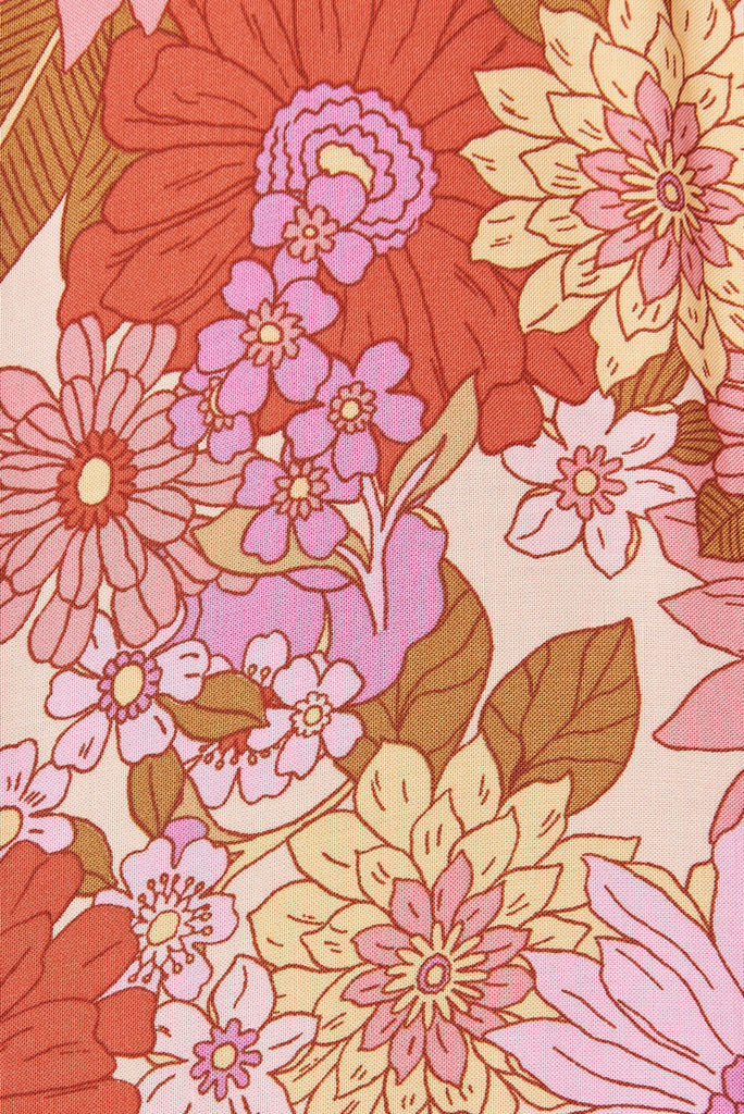 Mariachi Dress In Pink Multi Boho Floral - fabric