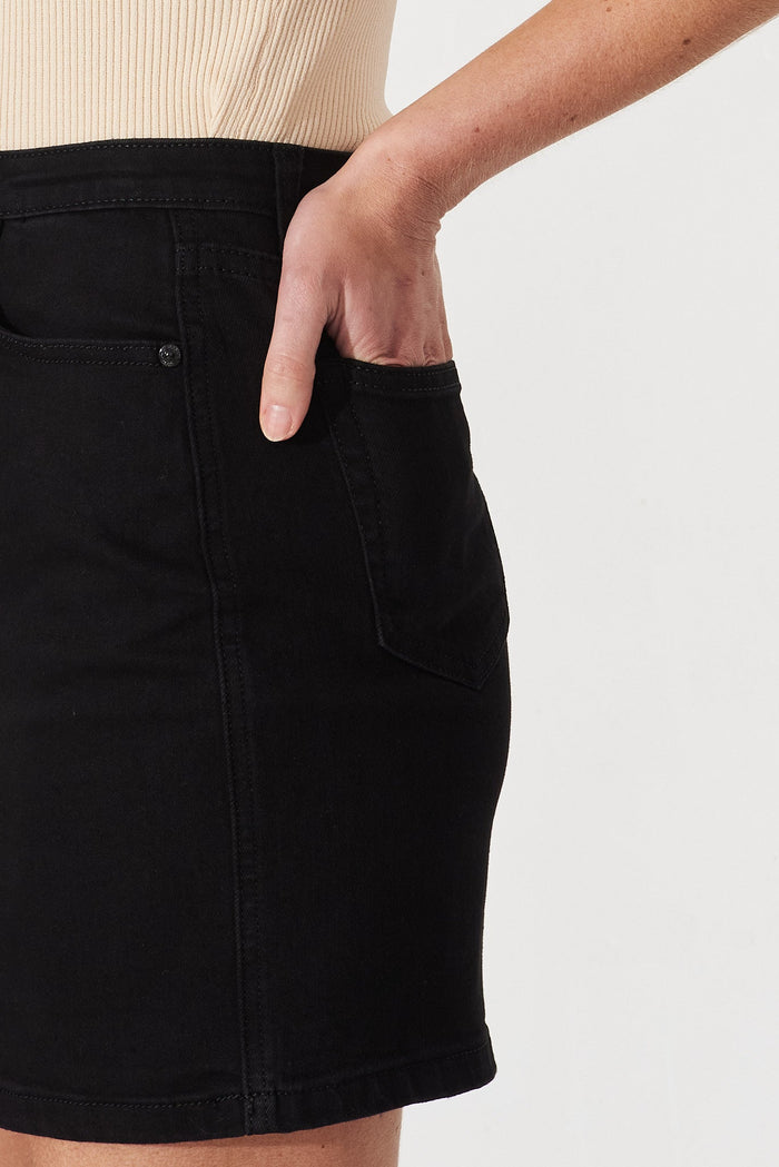 Kristie Denim Skirt in Black - detail