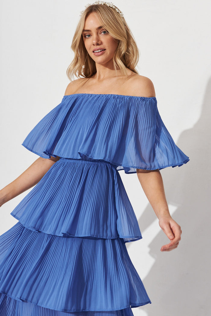 Scarlet Dress In Mid Blue - front