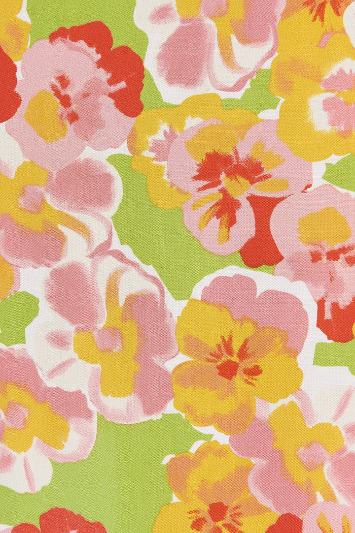 Nikke Midi Dress In Light Green With Pink Floral - fabric